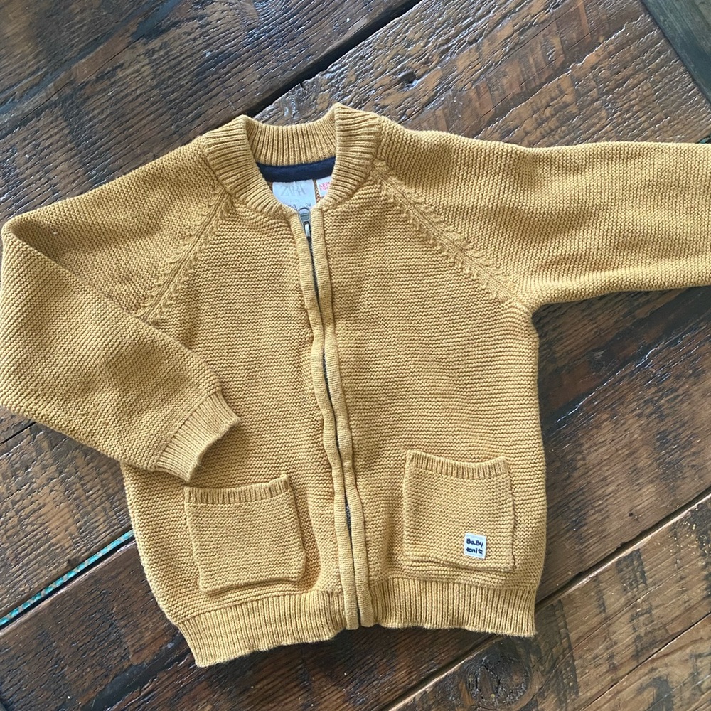 Zara toddler cardigan sweater - mustard yellow.